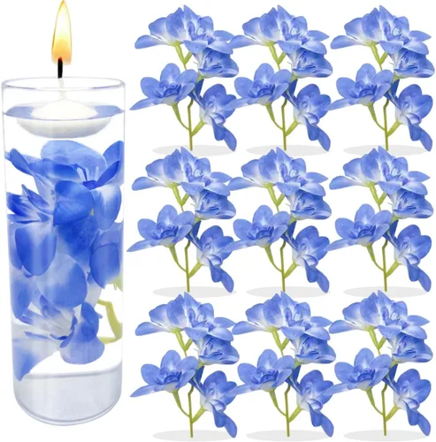 10 velas flotantes de flores artificiales de orquídea, centro de mesa, centros de mesa de boda, relleno de jarrón para bodas, fiestas de cumpleaños,