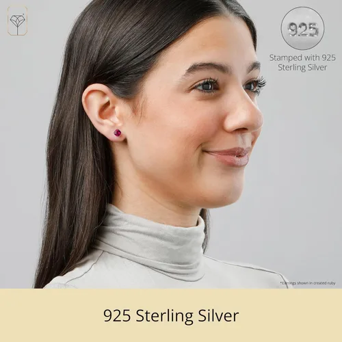 Vista 2 de Tienda Collection 925 Sterling Silver Cushion Cut Birthstone Stud Earrings for Women