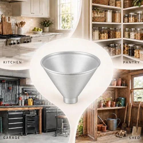 Vista 5 de HIC Kitchen Embudo de aluminio de boca ancha para líquidos y productos secos, 2 onzas