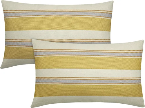Vista 51 de Juego de 2 fundas de almohada a rayas negras y marrones de 16 x 16 pulgadas, diseño de rayas bohemias con estampado de rayas color crema, fundas