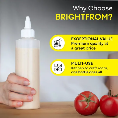 Vista 6 de BRIGHTFROM Botellas exprimibles para condimentos, botella vacía de 8 onzas con tapa superior giratoria, a prueba de fugas, ideal para salsa