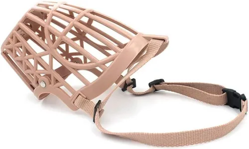 Vista 5 de Juego de 7 bozales de plástico para perros, cesta ajustable antimordedura para mascotas, jaula de malla para entrenamiento de perros, transpirable