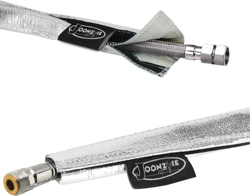 Vista 2 de Funda de protección térmica aluminizada plateada de 1 pulgada de diámetro interior x 10 pies para una manguera de protección térmica definitiva