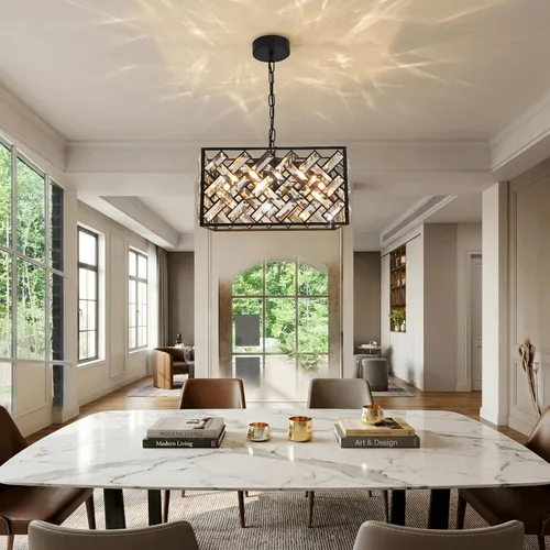 Vista 8 de Paquete de 3 luces colgantes para isla de cocina, 6000 K para isla de cocina, comedor, lámparas de iluminación colgantes de cristal de burbujas