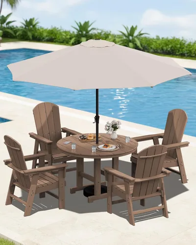 Vista 44 de SERWALL Juego de sillas de comedor Adirondack para exterior, conjunto de 2, sillas de patio de HDPE resistentes a todo clima, color negro
