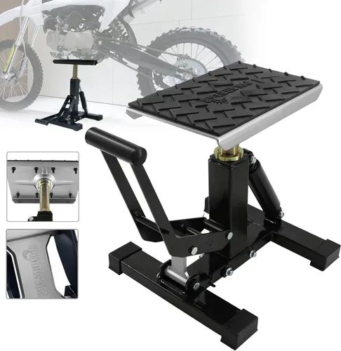 Vista 14 de POLARBEAR Aluminum Adjustable Dirt Bike Stand Motorcycle Hoist Lift (Black)