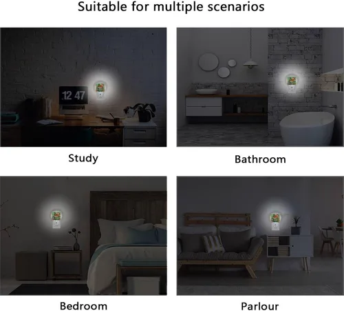 Vista 6 de Wusikd Juego de 2 luces de noche de hombre de jengibre de Navidad, con forma de copo de nieve, enchufables, luces nocturnas LED para dormitorio