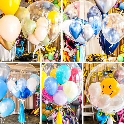 Vista 6 de Globos Bobo de 36 pulgadas, 6 globos transparentes Bobo, globo grande de burbujas transparentes de helio para decoración de Navidad, boda, fiesta