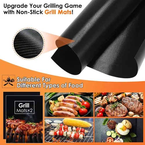 Vista 5 de Yoehka Juego de 34 accesorios de parrilla para barbacoa, herramientas de parrilla resistentes para acampar al aire libre, regalos para hombres
