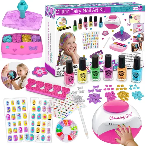 Juego de esmaltes de uñas para niñas con kit de sellado de gemas para el cabello, kit de arte de uñas para niños de 7 a 12 años - Cosas geniales