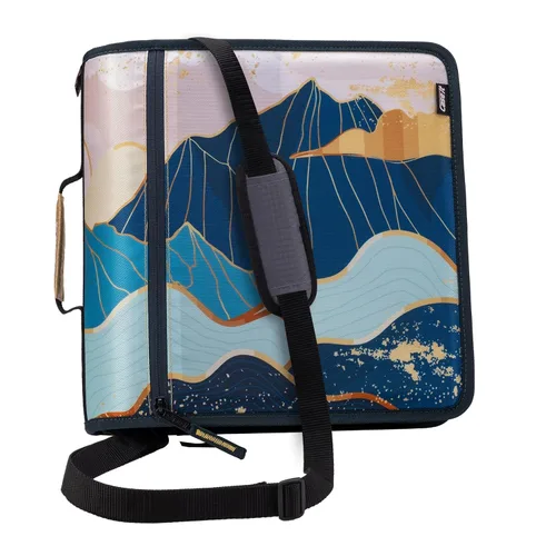 Vista 21 de Case-it - Carpeta Mighty Zip Tab escolar con cremallera, expansible, organizadora, múltiples bolsillos, correa hombro, anillos 3 pulgadas, 600