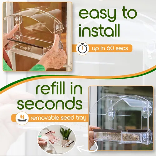 Vista 5 de Comedero para pájaros con ventosas fuertes, modelo 2026, ventana de acrílico transparente para gatos, casa de pájaros, regalo