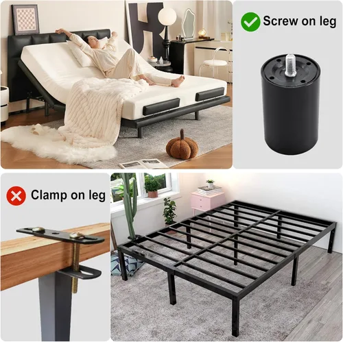 Vista 34 de Juego de 4 patas de metal de 5 pulgadas para base de cama ajustable eléctrica