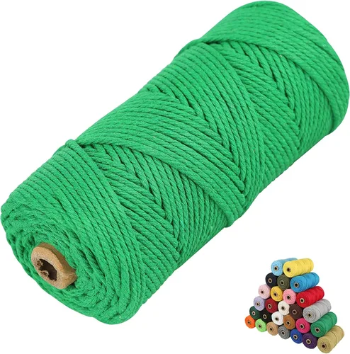 Vista 14 de Cordón de algodón para macramé, hilo torcido de 4 capas, cuerda de algodón natural, suministros perfectos de macramé, para hacer soportes colgantes