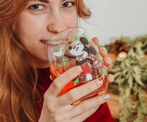 Vista 5 de Disney Mickey Mouse - Corona de Navidad sin tallo, vaso de lágrima para mimosas, cócteles, decoración de bar para el hogar, accesorios de cocina