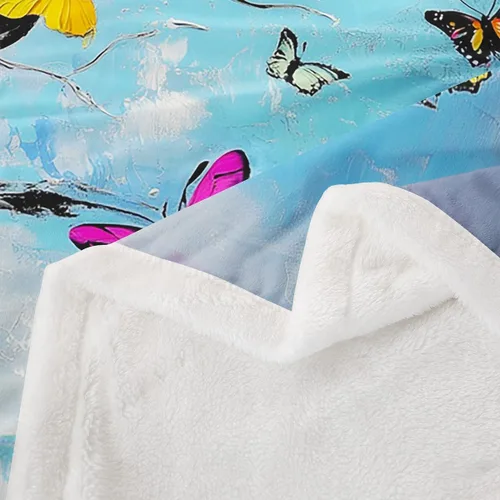 Vista 5 de Colorful Butterfly Fleece Flannel Blanket,Rustic Tree Butterflies Bed Sofa Couch Blanket,50"x60",Retro Blue Tie Dye Fuzzy Soft Fleece Throw Blankets