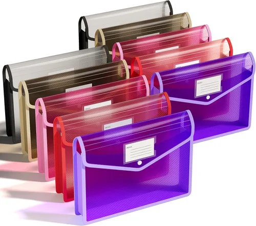 Vista 10 de ThinkTex - Carpeta de archivos expandible de plástico, sobres transparentes con cierre de presión, sin divisores, gran capacidad, organizador
