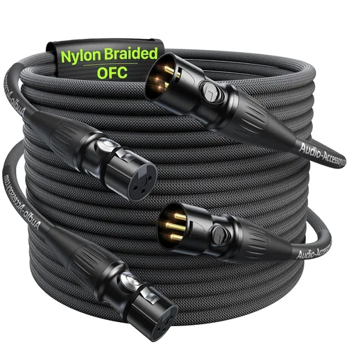 Vista 7 de Cables XLR 25 pies 2 Pack, 20 AWG, Cable de micrófono trenzado de nylon reforzado con Kevlar, Conectores Rean chapados en oro profesionales
