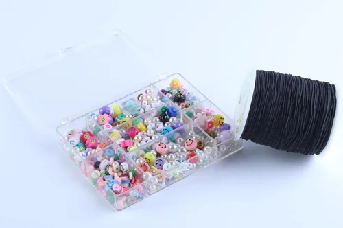 Vista 4 de KONMAY 1.0mm Cuerda elástica para pulseras, 100.6 metros de cordón elástico negro duradero para hacer joyas, cuentas, collares, manualidades DIY