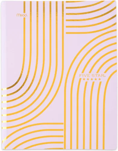 Libro de Composición Five Star, Papel con Renglones para Universidad, 7-1/2" x 9-3/4", 80 Hojas, Tapa Dura, Arcos Lila y Oro Metálico (850111F-AMZ)