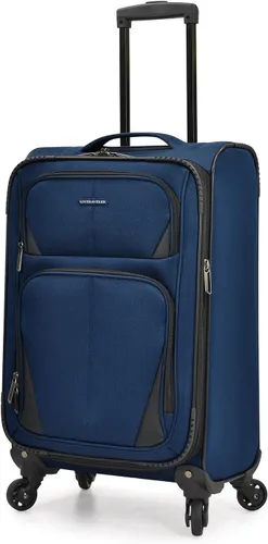 Vista 2 de U.S. Traveler Aviron Bay - Equipaje extensible con ruedas giratorias, Azul marinoflor y brillo), US08125N23