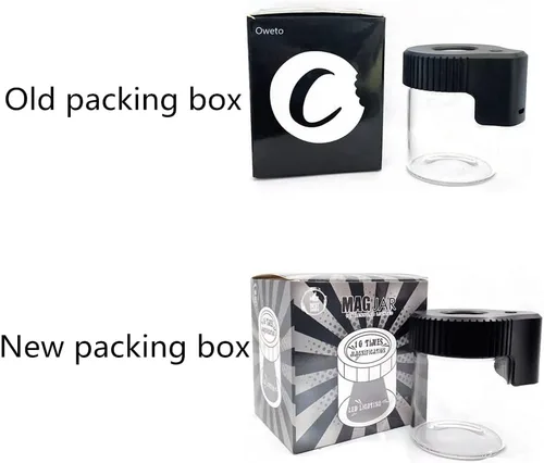 Vista 2 de Tarro de almacenamiento de vidrio transparente con sello LED, botella de vidrio ornamental con luz y aumento (Negro)