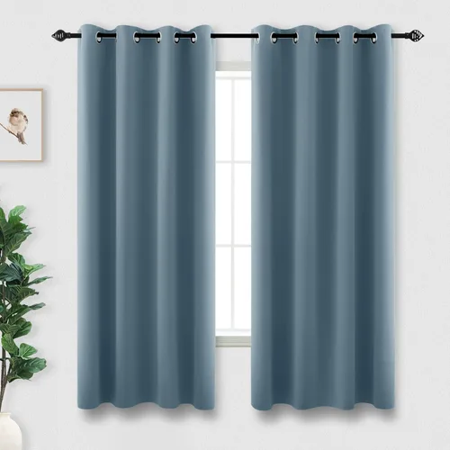 Vista 122 de KOUFALL Cortinas de Baño Aqua para Ventana, Juego de 2 Paneles Decoración Costera Cortinas Cortas Opacas para Ventana Pequeña de Cocina Puerta
