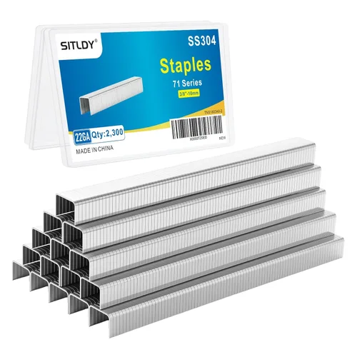 Vista 8 de 71 Series 3/8 Inch Crown 22 Gauge 304 Stainless Steel Staples 2300-Count 1/2" Length for 71 Series Staple Gun