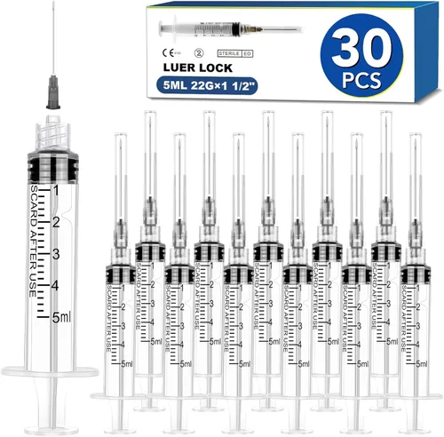 Vista 9 de 50 paquetes de jeringas de 1ml con aguja de 25Ga de 1 pulgada, embalaje sellado individualmente
