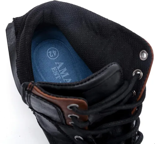 Vista 7 de AMAPO Botas Oxford para hombre, botas de vestir con hebilla, botas casuales para hombres con cremallera lateral con cordones