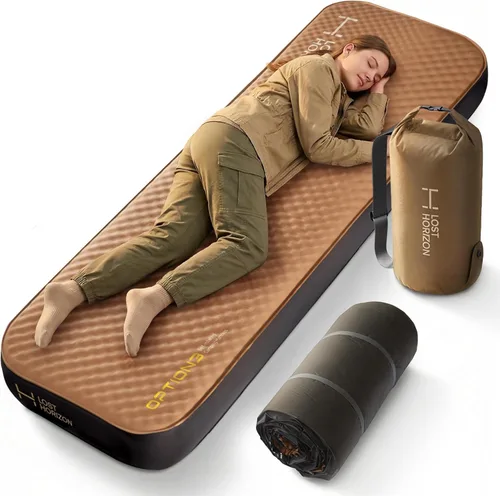Vista 11 de LOSTHORIZON Colchón de campamento de aire y espuma, almohadilla de dormir autoinflable, 4.5 pulgadas de grosor, con saco inflable, tamaño individual
