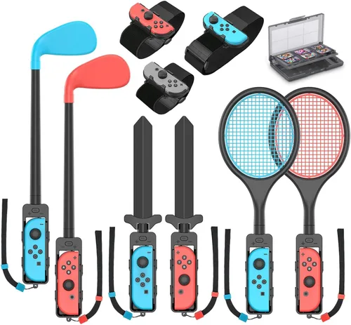 Switch Sports Accessories Bundle,Tendak 10 in 1 Switch Accessories Kit for Nintendo Switch Sports Games 2022Mario Golf with Leg and Wrist