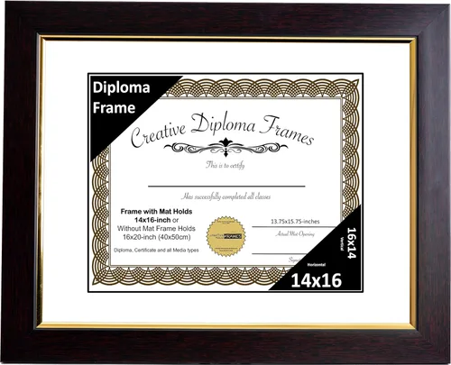 Vista 34 de Creative Picture Frames Marco de diploma de caoba de 7 x 9 pulgadas con borde dorado, incluye caballete de vidrio negro y ganchos de pared