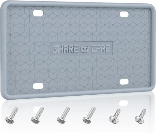 Vista 20 de Paquete de 2 Marcos de Matrícula Incluye 1 Marco de Matrícula de Silicona y 1 Cubierta de Matrícula de Cristal con Juego de Tornillos de Diamantes