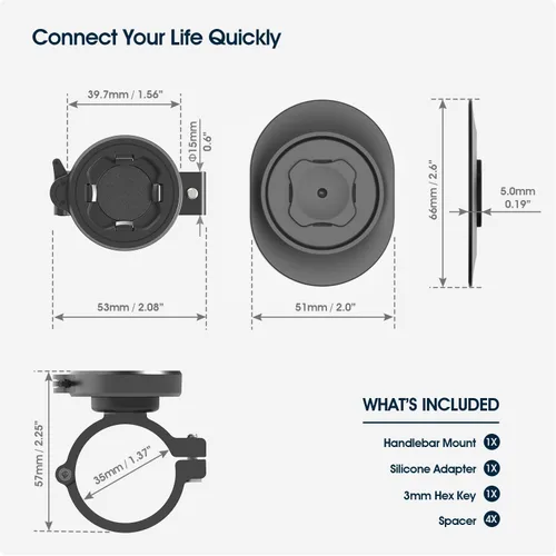 Vista 7 de Soporte de teléfono para manillar de bicicleta con hebilla de 4 puntos, abrazadera universal para scooter, bicicleta eléctrica, MTB Adaptador