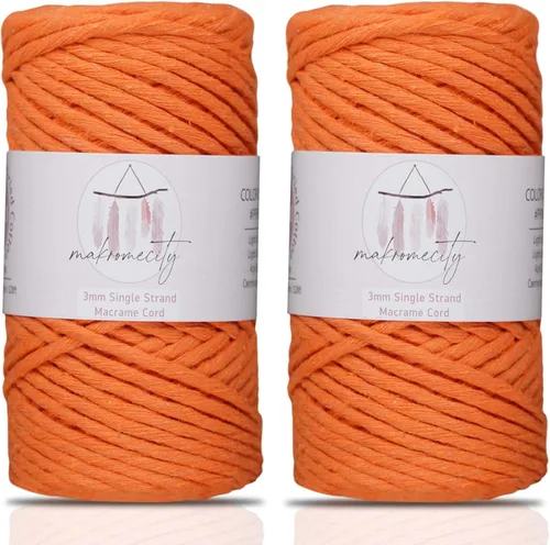 Vista 125 de Makromecity, Cordón de macramé de un solo hilo de 3 mm x 100 yardas (300 pies) de 3 mm de cordón de algodón azul bebé para arte y manualidades