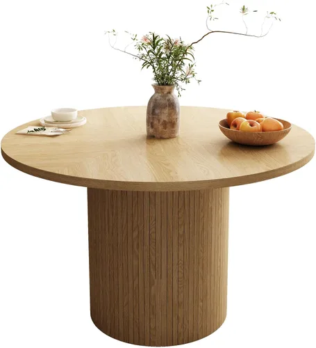 Vista 15 de Mesa de comedor rectangular de 198 cm para 6 a 10 personas, mesa de cocina estilo granja con estrías, mesa larga de madera moderna para cocina
