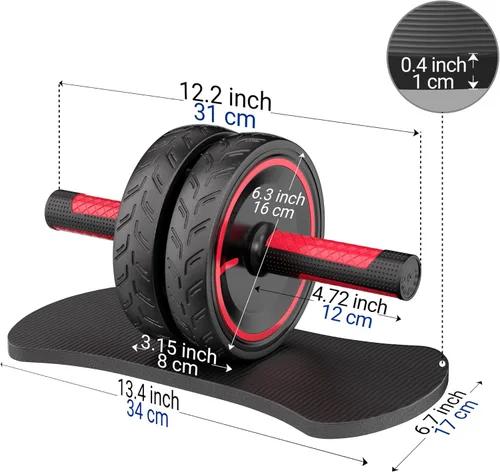 Vista 5 de READAEER Rueda de rodillo abdominal, equipo de entrenamiento resistente para gimnasio en casa, mango de metal profesional con superficie de goma