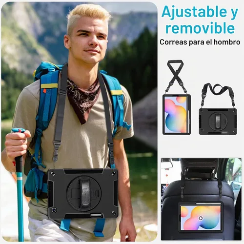 Vista 4 de Funda para Galaxy Tab S6 Lite de 10.4 pulgadas 2024/2022/2020: funda de TPU de grado militar a prueba de golpes con protector de pantalla - soporte