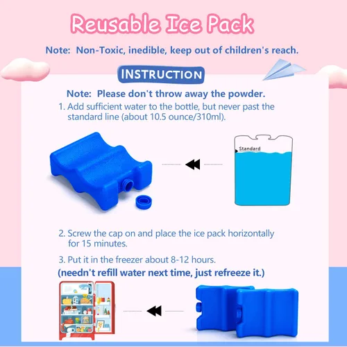 Vista 8 de Luxja Mochila para extractor de leche materna con bolsa enfriadora de leche materna y 2 bolsas de hielo reutilizables para almacenamiento de leche