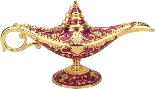 Vista 8 de Lámpara de leyenda de Aladdin, luz mágica de los deseos, noches árabes clásicas, accesorios de disfraz, lámpara de decoración de mesa para el hogar