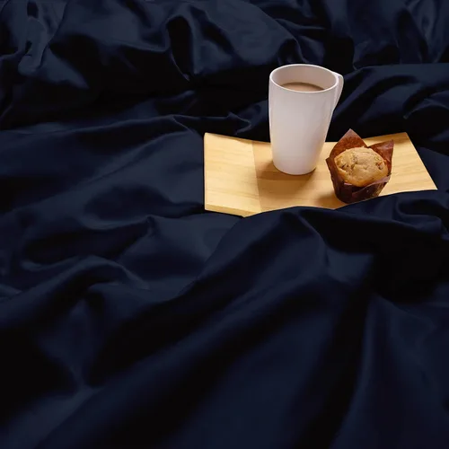 Sunday Home Sábana encimera de 400 hilos 100 % algodón, tamaño Queen, color azul marino sólido, sábana superior de algodón peinado de fibras largas,