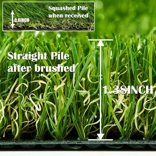 Vista 2 de ZGR Alfombra césped artificial de muchos tamaños de césped artificial, césped sintético, césped realista, 4 tonos/suave, con agujeros de drenaje