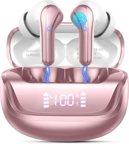 Vista 9 de Auriculares inalámbricos Nerunsa, auriculares Bluetooth 5.4 HiFi estéreo, 50H de tiempo de reproducción, auriculares intrauditivos con micrófonos