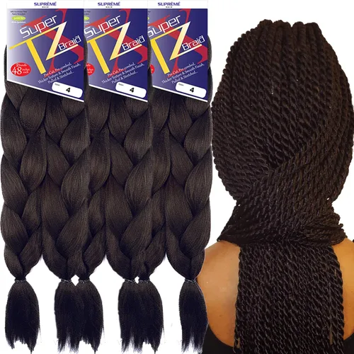 Extensiones de cabello trenzado preestiradas, 48 pulgadas de largo desplegadas, 6 paquetes en total, Xpression 100% Kanekalon extensiones de cabello