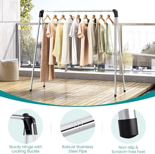 Vista 4 de APEXCHASER Tendedero de Ropa Plegable, 55'' Tendedero de Ropa Plegable Colapsible de Ancho, Colgador Resistente para Suéteres, Ropa de Bebé