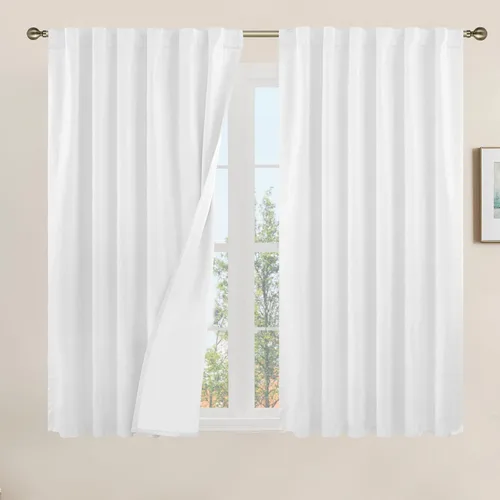 Vista 59 de LAMIT Cortinas opacas cortas de lino de 30 pulgadas para ventanas de cocina sobre el fregadero, cortinas de café texturizadas de lino marfil