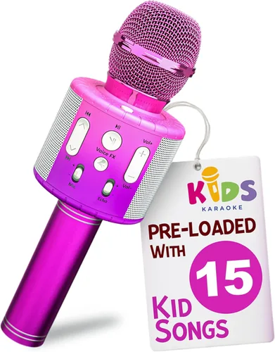 Vista 12 de Move2Play, Micrófono de karaoke para niños, incluye canciones precargadas y Bluetooth, regalo de fiesta de cumpleaños para niños, juguete para niñas