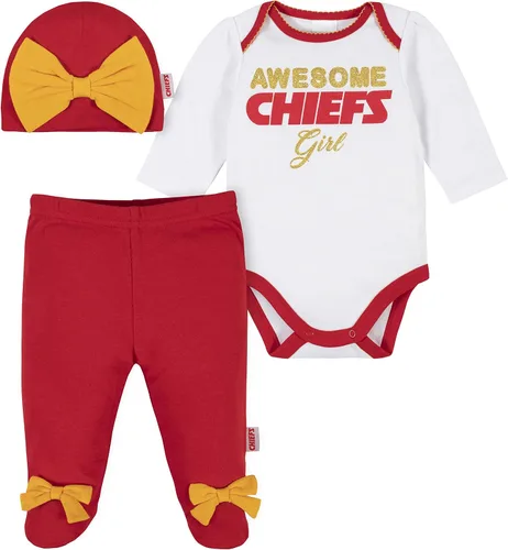 Vista 15 de NFL Conjunto de enterizo, pantalón con pies y gorro de 3 piezas para bebé niña