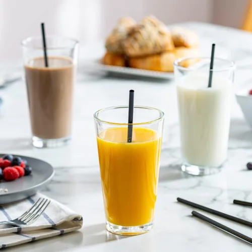 Vista 5 de Comfy Package [250 unidades] Pajitas negras de 7.75 pulgadas de alto, pajitas desechables de plástico para beber - Negro